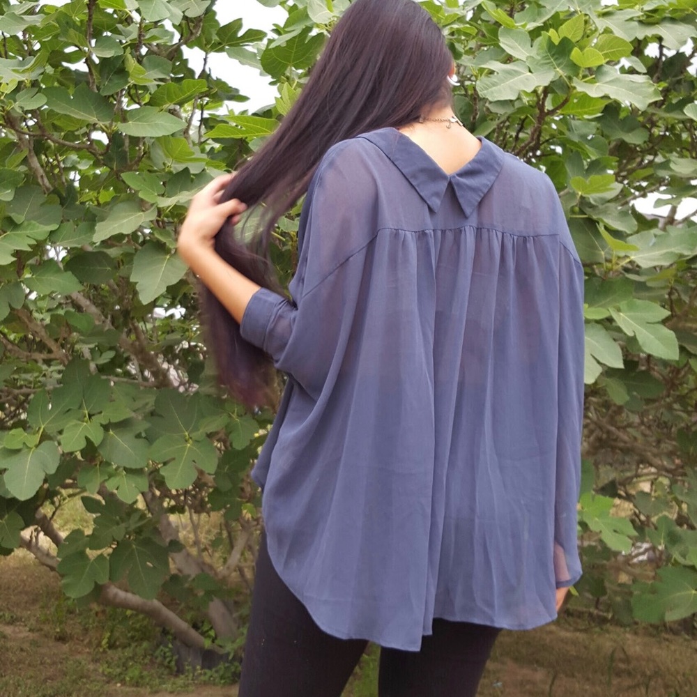 🍹Blue gray chiffon top🍹
